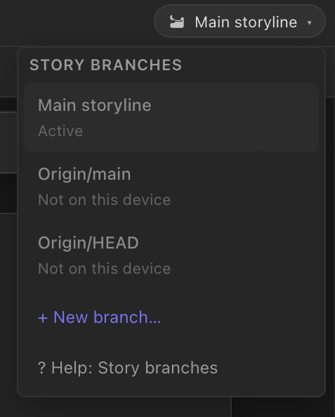 StelaWare branch picker in dark mode