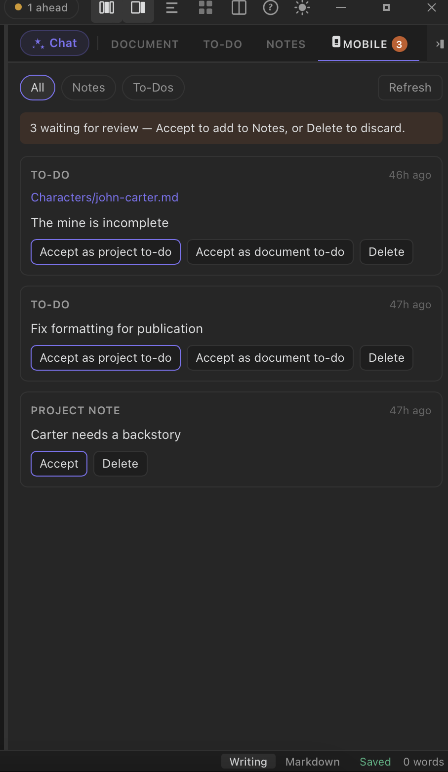 StelaWare Mobile tab and Companion setup in dark mode