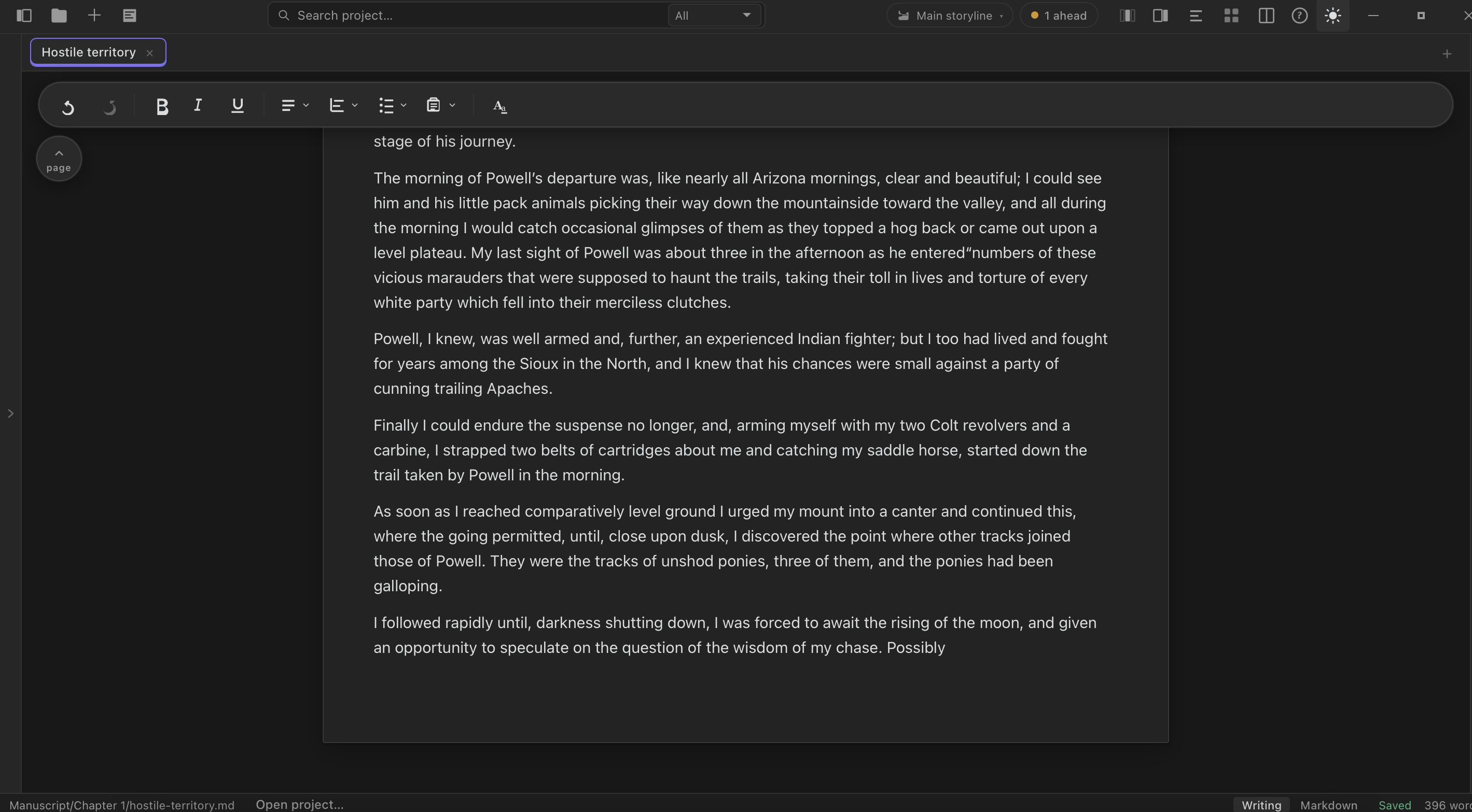 StelaWare focus mode in dark mode