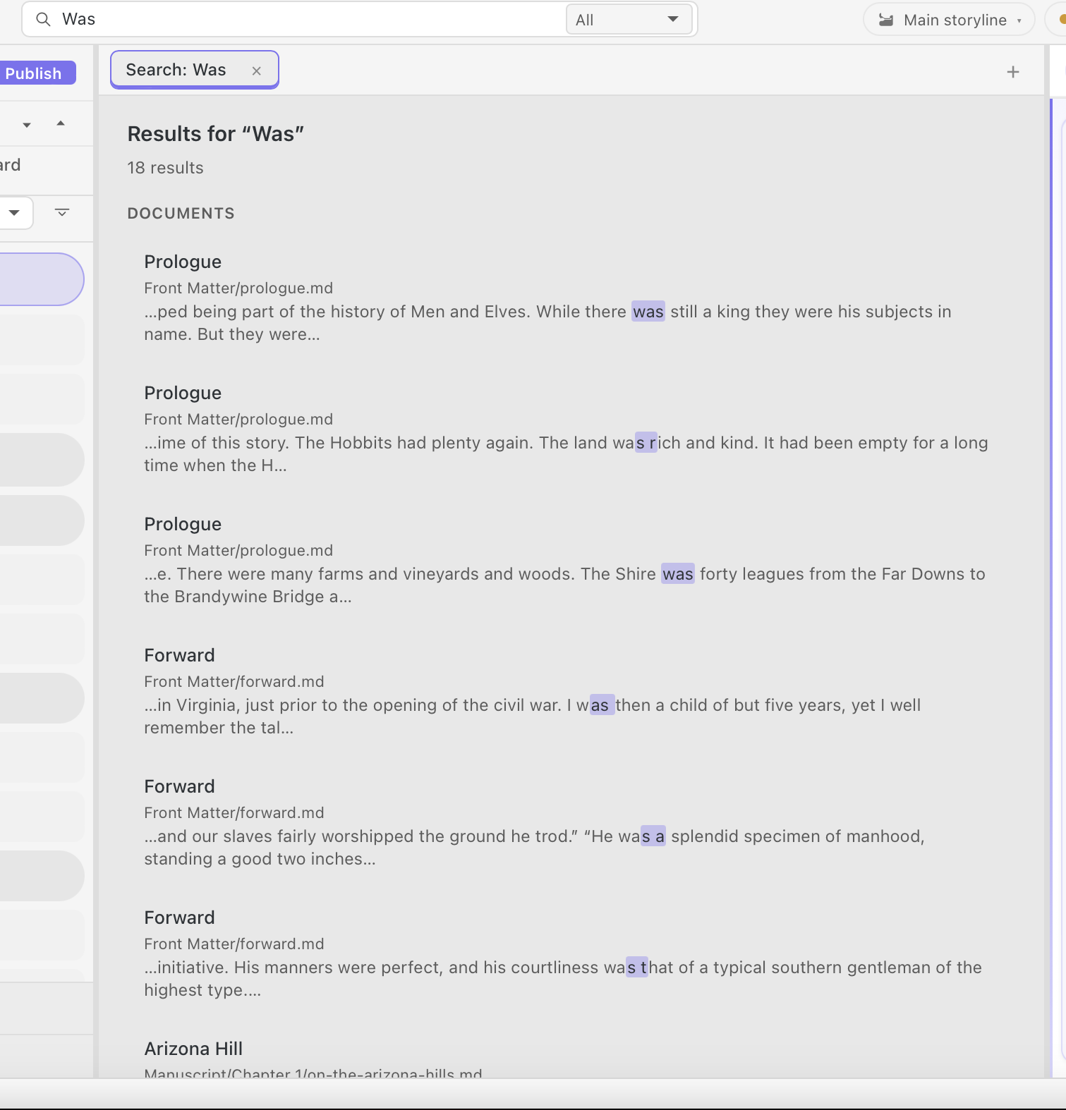 StelaWare project search results in light mode