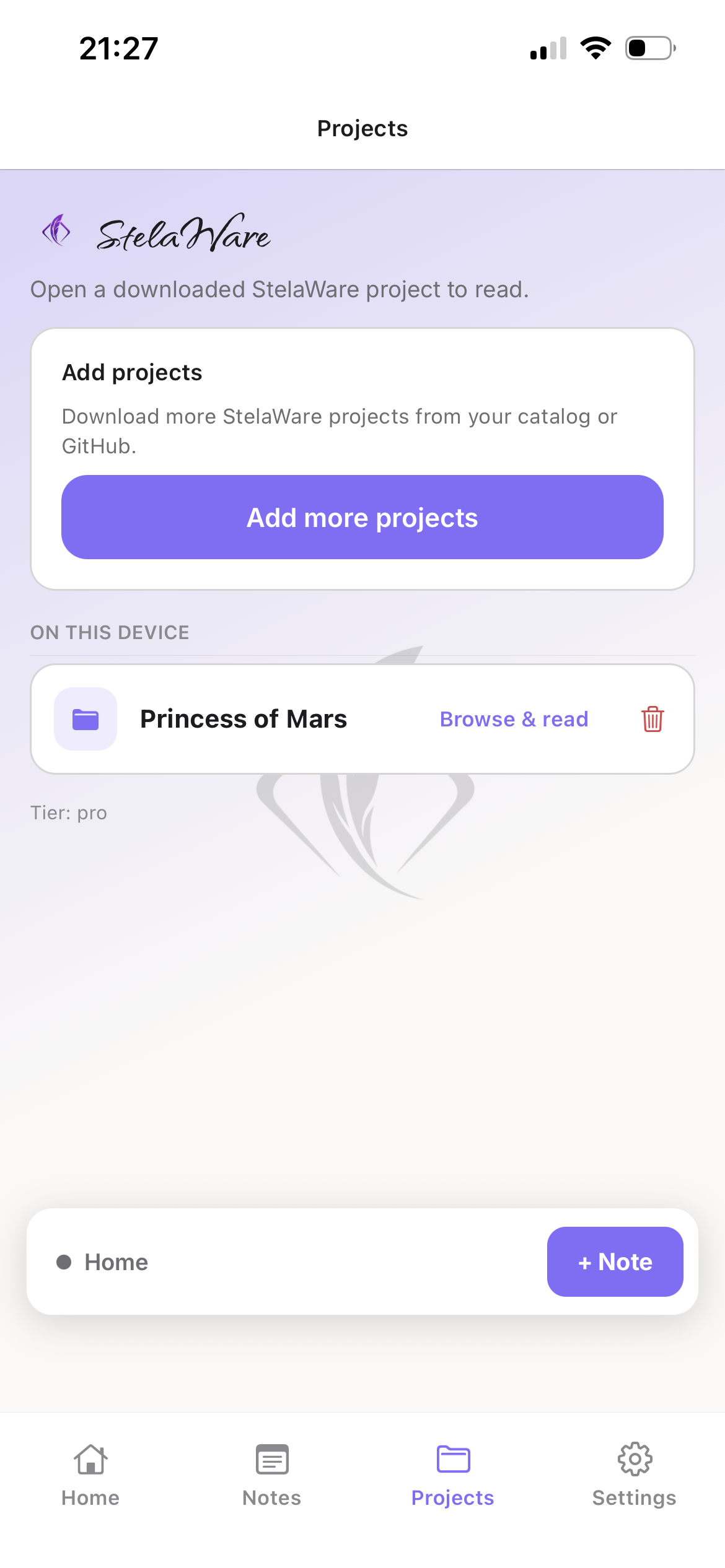 Companion projects list in light mode