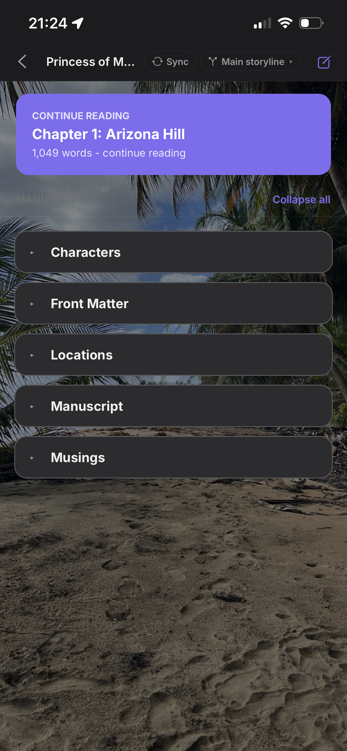 Companion project view with photo background